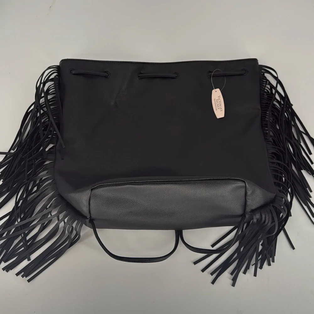 NWT Victoria's Secret Black Fringe Backpack